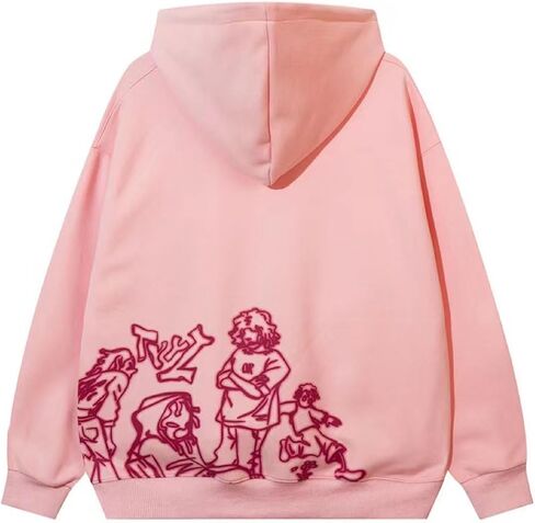 Fcoolyeet Mens Y2K Pink Hoodie Graphic Pullover Sweatshirt Cartoon Cartoon Print Attreetwear Awoodies Jott Jott in Kuwait