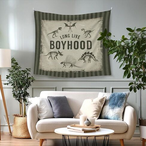 WAITPI Long Live Boyhood Dinosaur Hanging Wall Tapestry for Boys Kids Bedroom, Vintage Green Retro Wall Hanging Room Decor Tapestries for Toddler Boys Kids Room Dorm Playroom Nursery Classroom 50x60in in Saudi Arabia