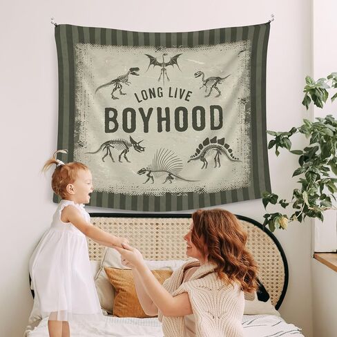 WAITPI Long Live Boyhood Dinosaur Hanging Wall Tapestry for Boys Kids Bedroom, Vintage Green Retro Wall Hanging Room Decor Tapestries for Toddler Boys Kids Room Dorm Playroom Nursery Classroom 50x60in in Saudi Arabia