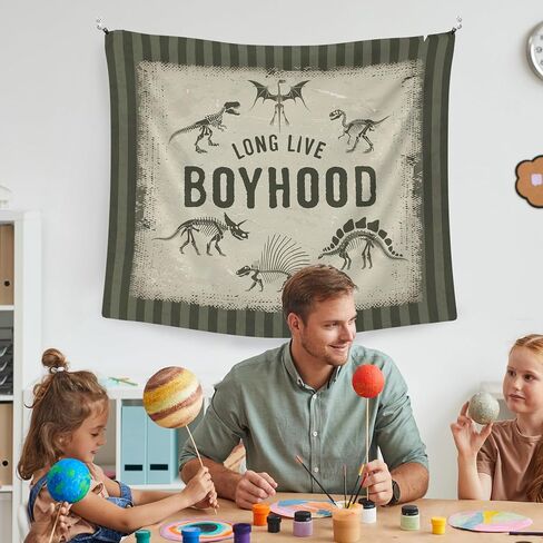 WAITPI Long Live Boyhood Dinosaur Hanging Wall Tapestry for Boys Kids Bedroom, Vintage Green Retro Wall Hanging Room Decor Tapestries for Toddler Boys Kids Room Dorm Playroom Nursery Classroom 50x60in in Saudi Arabia