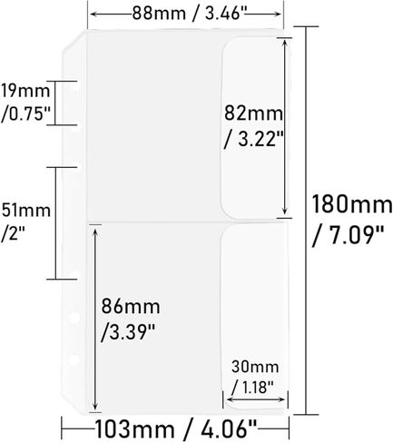 NatSumeBasics 12 A6 Binder Pockets 6 Holes Cash Envelopes Clear Budget Binder Pouch, Document Filing Bag for 6-Ring Loose Leaf Notebook Binder Organize Photos Cards Bills(A6 2 Pockets) in Kuwait