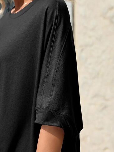 Tankaneo Womens Oversized Tshirts Batwing Short Sleeve Asymmetric Hem Tops Summer Casual Loose Fit Tunic Tee Shirts in Saudi Arabia