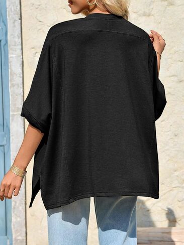 Tankaneo Womens Oversized Tshirts Batwing Short Sleeve Asymmetric Hem Tops Summer Casual Loose Fit Tunic Tee Shirts in Saudi Arabia