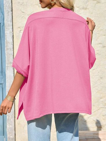 Tankaneo Womens Oversized Tshirts Batwing Short Sleeve Asymmetric Hem Tops Summer Casual Loose Fit Tunic Tee Shirts in Saudi Arabia