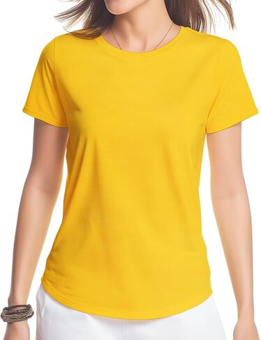 Womens Plain T-Shirts Fitted Triblend Tee Lightweight Crewneck Tshirts Moisture Wicking Short Sleeve Tops Solid Color in Saudi Arabia
