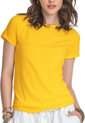 Womens Plain T-Shirts Fitted Triblend Tee Lightweight Crewneck Tshirts Moisture Wicking Short Sleeve Tops Solid Color in Saudi Arabia