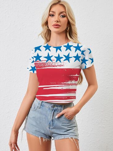 Womens Crop Shirts Short Sleeve Summer Casual Graphic Crop Tee Top in Saudi Arabia