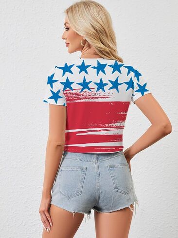Womens Crop Shirts Short Sleeve Summer Casual Graphic Crop Tee Top in Saudi Arabia
