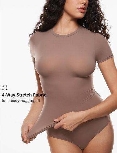 INLYRIC Women's Inbarely Soft Short Sleeve Tops Crew Neck Summer Going Out Tees Basic Slim Fitted Breathable T-Shirt in Kuwait