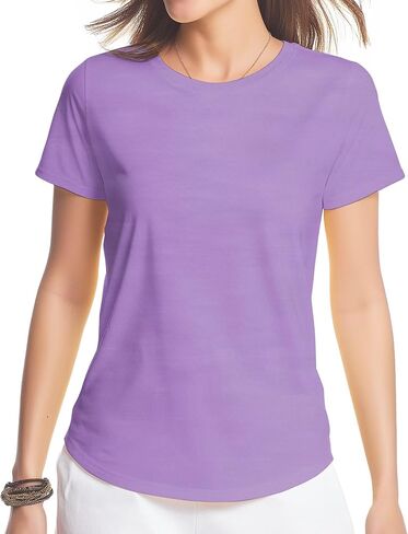 Womens Plain T-Shirts Fitted Triblend Tee Lightweight Crewneck Tshirts Moisture Wicking Short Sleeve Tops Solid Color in Saudi Arabia