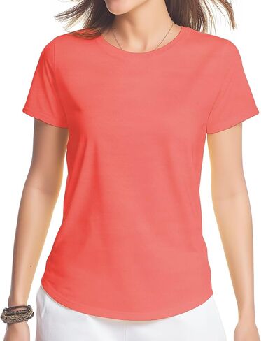 Womens Plain T-Shirts Fitted Triblend Tee Lightweight Crewneck Tshirts Moisture Wicking Short Sleeve Tops Solid Color in Saudi Arabia