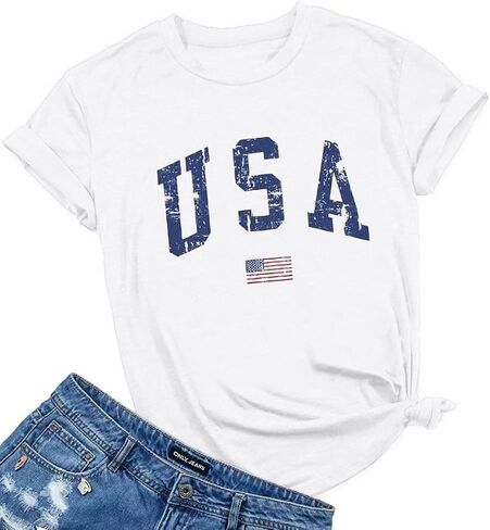 Woffccrd Womens American Flag Popsicle Tops Tops 4th of July Functic Graphic Tees in Kuwait