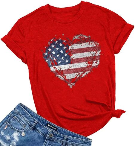 Woffccrd Womens American Flag Popsicle Tops Tops 4th of July Functic Graphic Tees in Kuwait