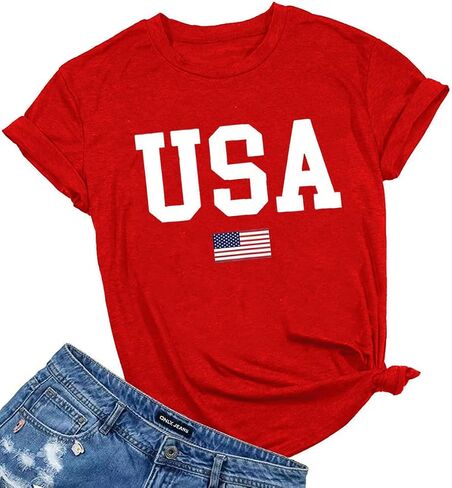 Woffccrd Womens American Flag Popsicle Tops Tops 4th of July Functic Graphic Tees in Kuwait