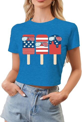 Womens Crop Shirts Short Sleeve Summer Casual Graphic Crop Tee Top in Saudi Arabia