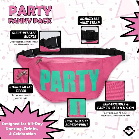 Funky Junque Bride & Squad Neon Fanny Pack Set | Waterproof Belt Bags for Bachelorette Party, Final Fiesta, 90s Theme, or Last Rodeo - 7 Pack - Bride & Party in Saudi Arabia