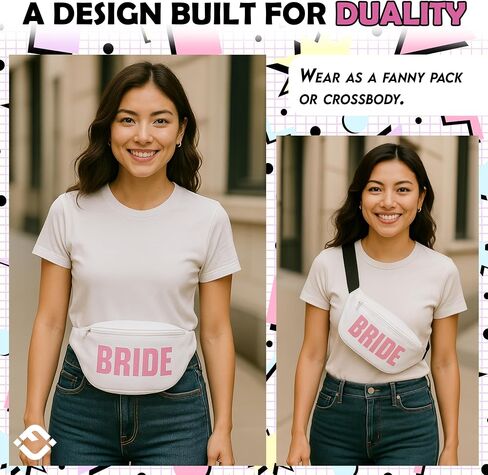 Funky Junque Bride & Squad Neon Fanny Pack Set | Waterproof Belt Bags for Bachelorette Party, Final Fiesta, 90s Theme, or Last Rodeo - 7 Pack - Bride & Party in Saudi Arabia
