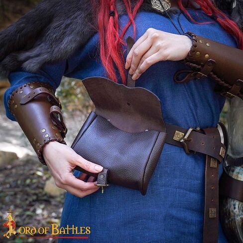 Lord of Battles Medieval Genuine Buff Leather Belt Pouch Renaissance Costume Waist Bag for Roleplaying Cosplay - Messenger Belt for Him/Her in Saudi Arabia