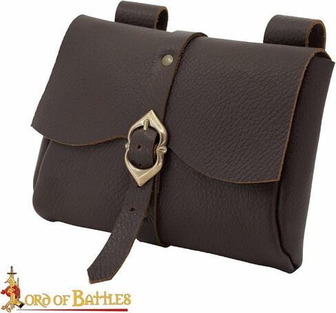 Lord of Battles Medieval Genuine Buff Leather Belt Pouch Renaissance Costume Waist Bag for Roleplaying Cosplay - Messenger Belt for Him/Her in Saudi Arabia