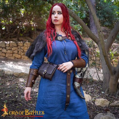 Lord of Battles Medieval Genuine Buff Leather Belt Pouch Renaissance Costume Waist Bag for Roleplaying Cosplay - Messenger Belt for Him/Her in Saudi Arabia