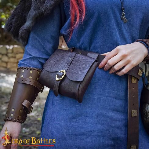 Lord of Battles Medieval Genuine Buff Leather Belt Pouch Renaissance Costume Waist Bag for Roleplaying Cosplay - Messenger Belt for Him/Her in Saudi Arabia