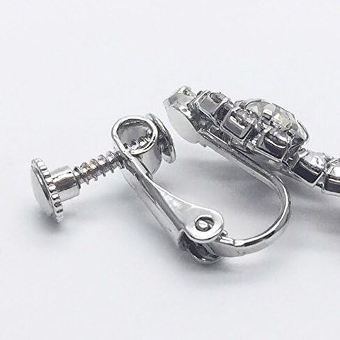 Bridal Wedding Bridesmaids Prom Rhinestone Layer Hearts Chandelier Long Dangle Drop Clip-on Earrings in Saudi Arabia