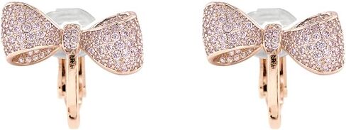 Pave CZ Statement Small Ribbon Bow Clip-On Earrings or Stud Earrings For Women Bride's Wedding Prom in Kuwait