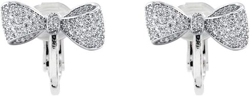 Pave CZ Statement Small Ribbon Bow Clip-On Earrings or Stud Earrings For Women Bride's Wedding Prom in Kuwait