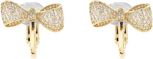 Pave CZ Statement Small Ribbon Bow Clip-On Earrings or Stud Earrings For Women Bride's Wedding Prom in Kuwait