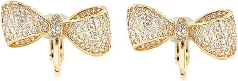Pave CZ Statement Small Ribbon Bow Clip-On Earrings or Stud Earrings For Women Bride's Wedding Prom in Kuwait