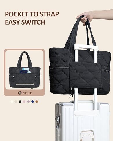 Prite Quilted Tote Bag for Women, Lightweight Puffer Tote with Zipper, Travel Work Nurse Gym Bag in Saudi Arabia