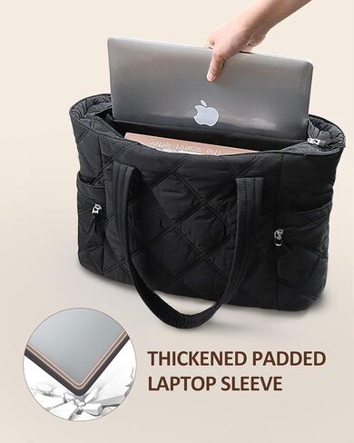 Prite Quilted Tote Bag for Women, Lightweight Puffer Tote with Zipper, Travel Work Nurse Gym Bag in Saudi Arabia