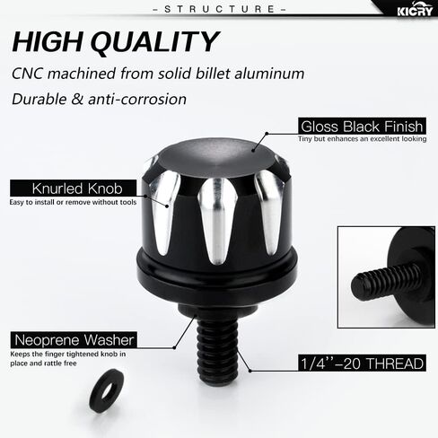 Seat Bolt Tab Screw Mount Knob Cover For Harley Quick-Release Hardware Kit Black Knurled Billet Aluminum Compatible for Street Glide Road King Electra Dyna Softail 1997-2020(Black-Claw) in Saudi Arabia