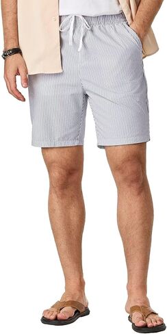 Mens Seersucker Shorts Casual Elastic Waist Drawstring Shorts Stretch Summer Beach Vacation Shorts with Pockets in Saudi Arabia