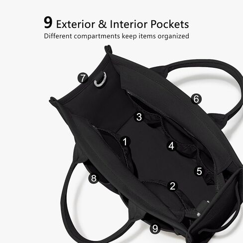 TOPDesign Heavy-Duty Canvas Tote Bag for Women, Adjustable Crossbody/Shoulder Handbag with 9 Pockets, Everything Tote in Kuwait