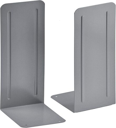 Acrimet Metal Bookends Design Series (Heavy Duty) (Black Bookend with Silver Design) (1 Pair Pack) in Saudi Arabia