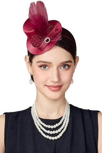 BABEYOND Mini Top Hat Fascinator Headband Feather Top Hat for Derby Tea Party Accessory in Saudi Arabia