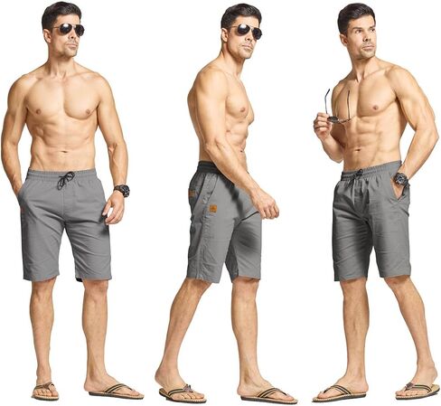 JustSun Mens Shorts Casual Classic Fit Summer Beach Shorts with Elastic Waist and Pockets in Saudi Arabia