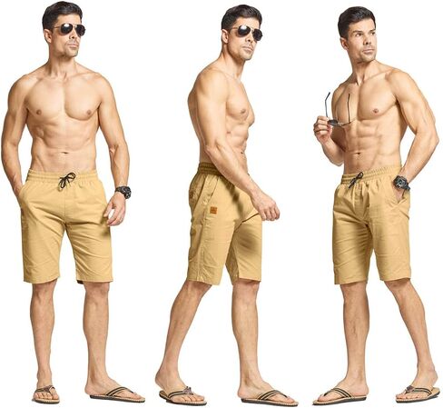 JustSun Mens Shorts Casual Classic Fit Summer Beach Shorts with Elastic Waist and Pockets in Saudi Arabia
