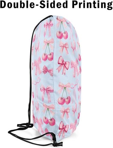 Jejeloiu Blue Bow الرباط على الظهر 13x15.7inch ، Bowknot لطيف مقاوم للماء أكياس الرباط Kawaii Cherry Fruit Sports in Kuwait