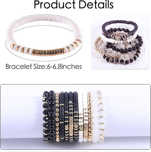 14Pcs 12Pcs Heishi Clay Bead Bracelets For Women, Boho Colorful Surfer Stackable Crystal Beads Bracelets Set Summer Beach Jewelry in Saudi Arabia