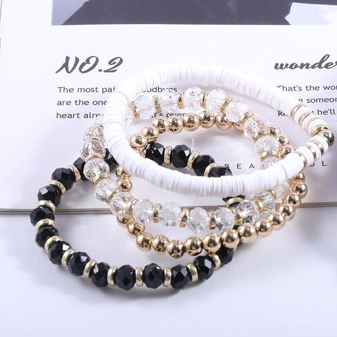14Pcs 12Pcs Heishi Clay Bead Bracelets For Women, Boho Colorful Surfer Stackable Crystal Beads Bracelets Set Summer Beach Jewelry in Saudi Arabia