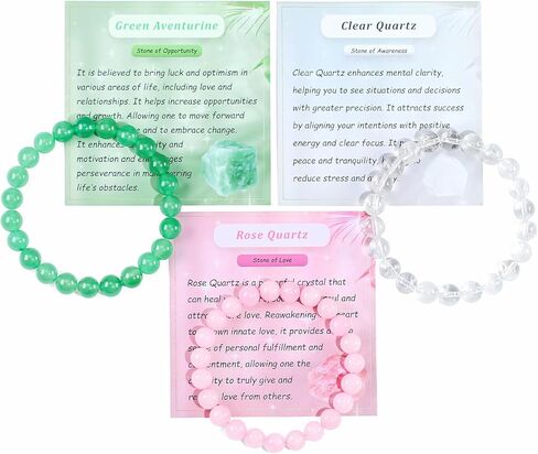 مجموعة من سوار 3pcs crystal bead للنساء ، شفاء الحجر شقرا تمتد أساور مخففة للقلق in Kuwait