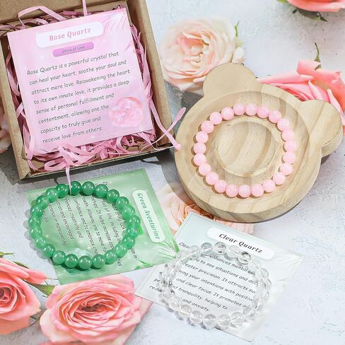 مجموعة من سوار 3pcs crystal bead للنساء ، شفاء الحجر شقرا تمتد أساور مخففة للقلق in Kuwait