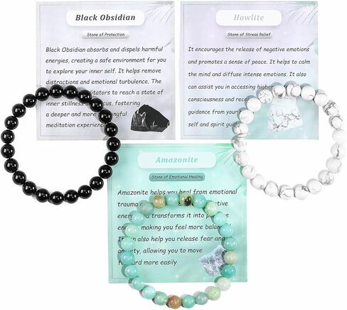مجموعة من سوار 3pcs crystal bead للنساء ، شفاء الحجر شقرا تمتد أساور مخففة للقلق in Kuwait
