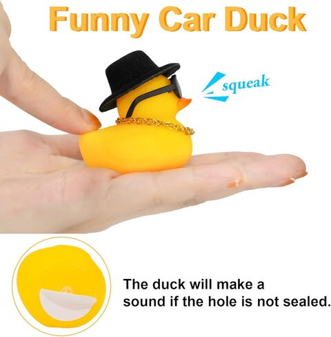 Rubber Duck Car Ornaments Duck Car Dashboard Decorations Accessories with Mini Top Hat Necklace and Sunglasses(T1) in Saudi Arabia