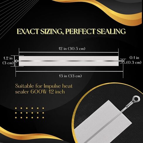 Flexzion Impulse Sealer Replacement Parts 10-Piece Impulse Sealer Parts with Heat-Resistant Fabric Strips for 600W 16-inch Heat Sealers, PTFE & Heat Seal Strips, Sealer Element Grip Replacement Kit in Saudi Arabia