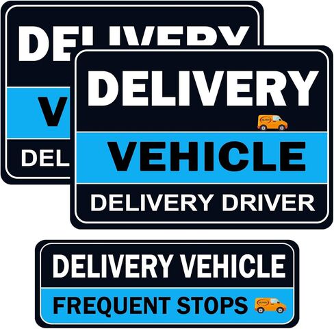 NIMONA Delivery Driver Magnet for Car - 3-Pack Caution Frequent Stops Removable Set - Reflective Delivery Magnetic Car Door Sign - Weather-Resistant 11.8 x 4 inch (Blue-3) in Saudi Arabia