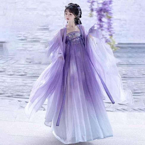 Large Size 8XL Hanfu Dress Women Chinese Tang Dynasty Hanfu Cosplay Costume Gradient Pink Hanfu Party Dress in Saudi Arabia