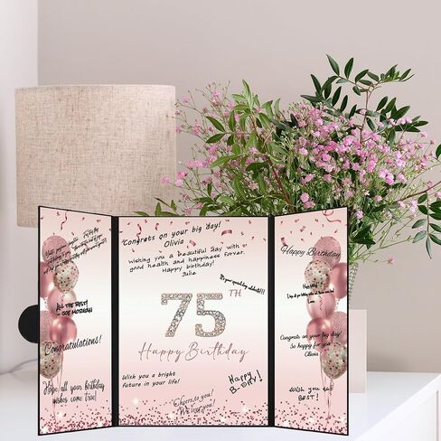 darunaxy الذهب الأسود 75 عيد ميلاد حزب الزينة، سعيد عيد ميلاد 75 بديل التوقيع كتاب الضيوف للرجال النساء هتافات إلى 75 سنة الهدايا القديمة 75 عيد ميلاد توقيع بطاقة المجلس الطرف اللوازم in Kuwait